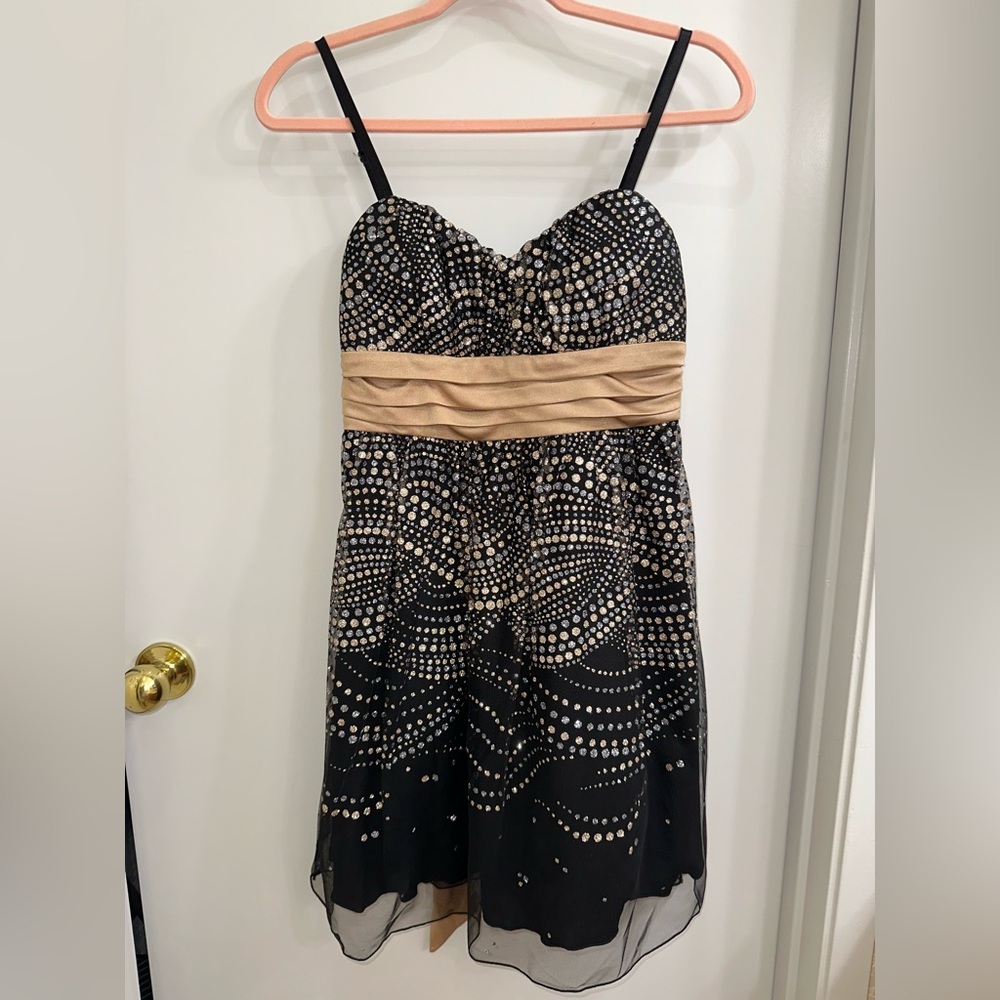 Sparkly Black and Gold Prom Dress